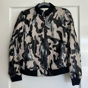DAVI & DANI Black and Silver Sequin Camouflage Jacket